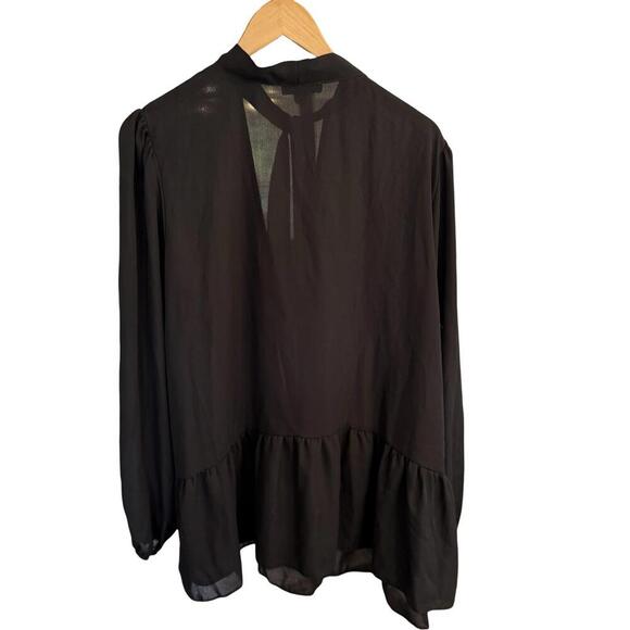 New Look Black Tie Neck Blouse – Size 16 - Picture 4 of 9